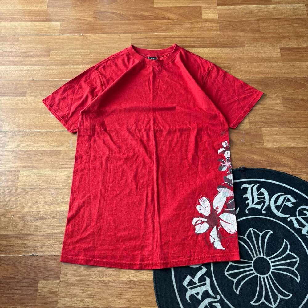 Oakley T-Shirt Red Floral Graphic Skull M